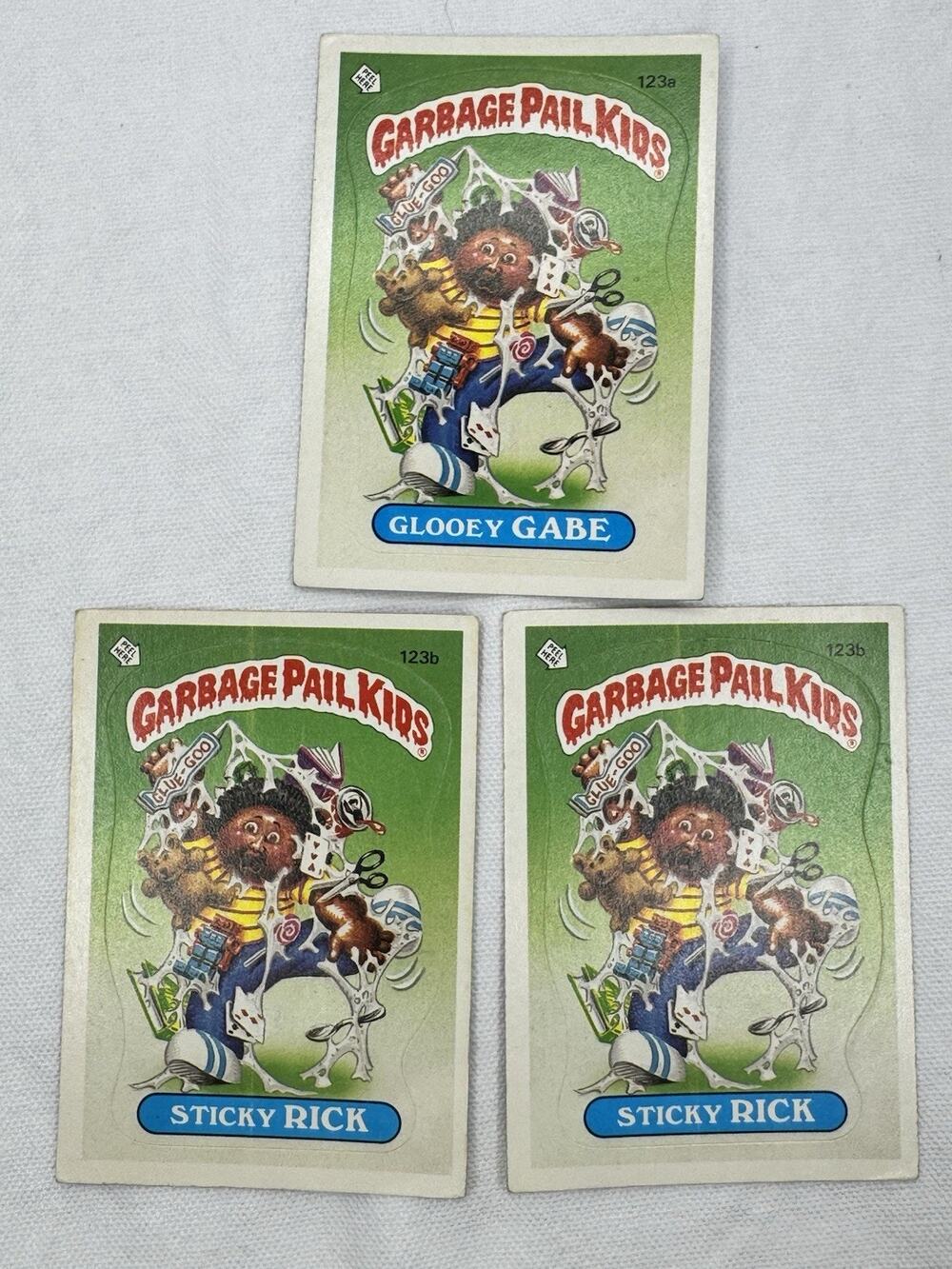 1986 Garbage Pail Kids Lot of 3 Glooey Gabe Sticky Cards Original Series Raw